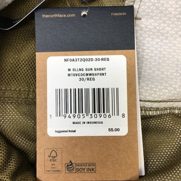 The North Face Mens Rolling Sun Shorts Multicolor Camouflage Stretch 30 New - Picture 7 of 7